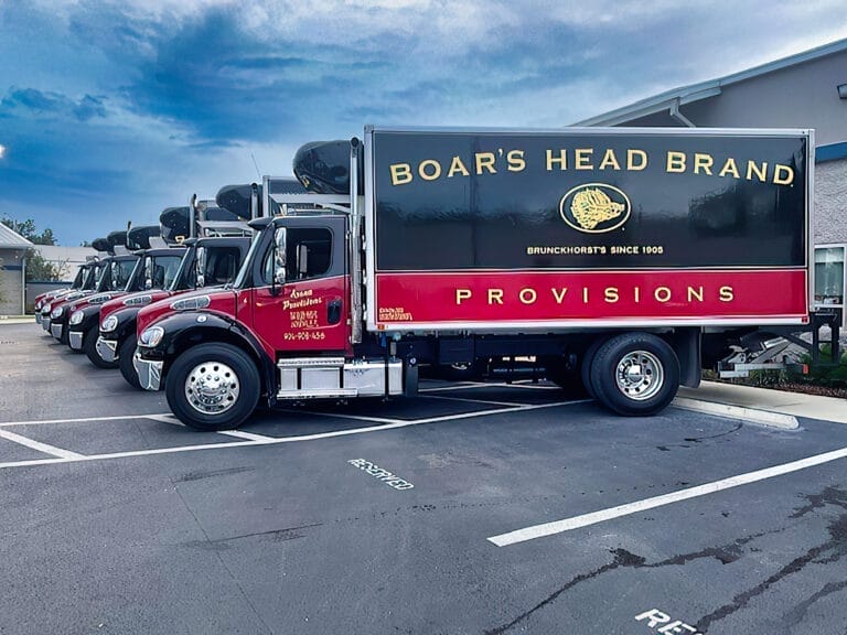 A detailed view of a truck showcasing Boar's Head training services Jacksonville FL with vibrant colors and clear branding.